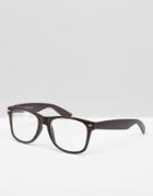 Jeepers Peepers Black Square Clear Lens Glasses - Black