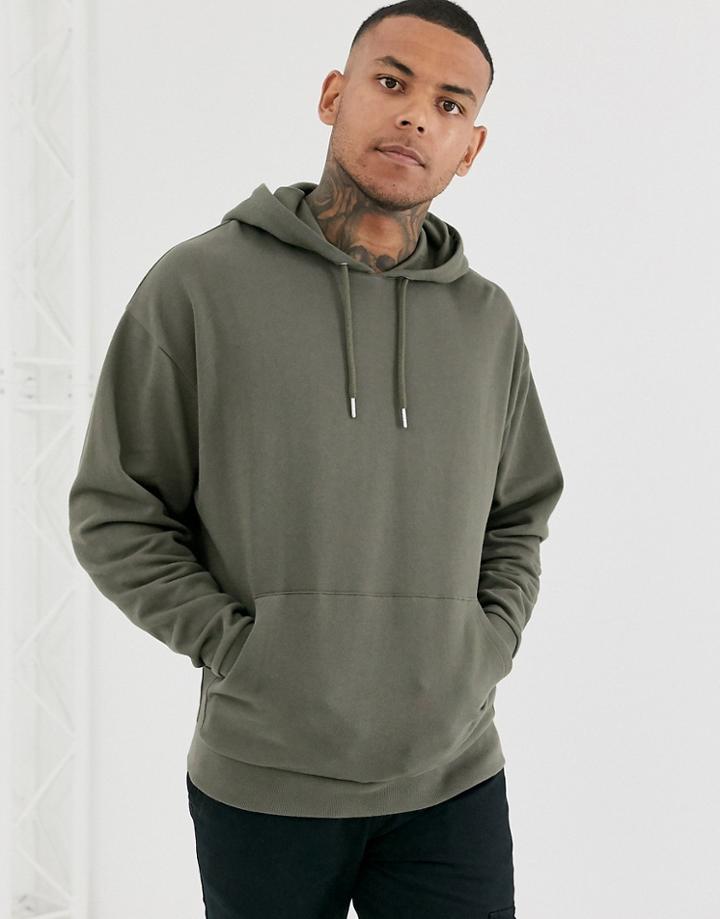 Asos Design Oversized Hoodie In Khaki