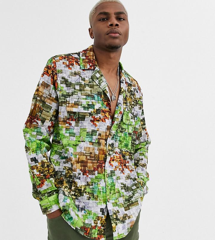 Reclaimed Vintage Cargo Overshirt With Camo Print-green