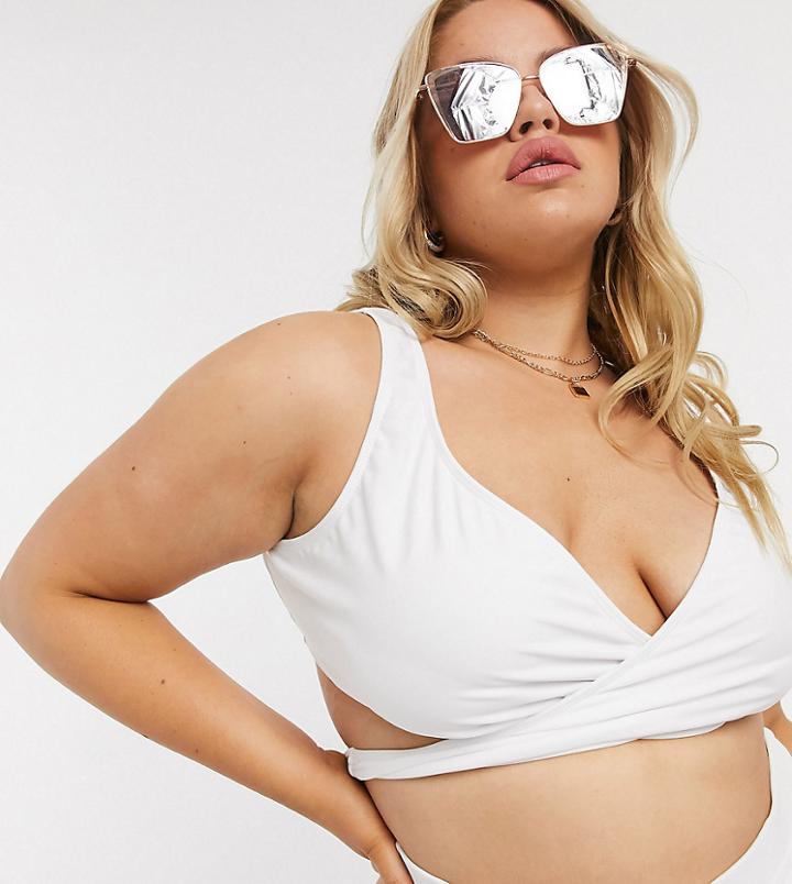 Brave Soul Plus Michelle Wrap Around Bikini Top-white