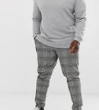 Asos Design Plus Skinny Smart Pants In Black Nepp Check