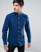 Farah Brewer Oxford Shirt Slim Fit Buttondown In Dark Blue - Blue