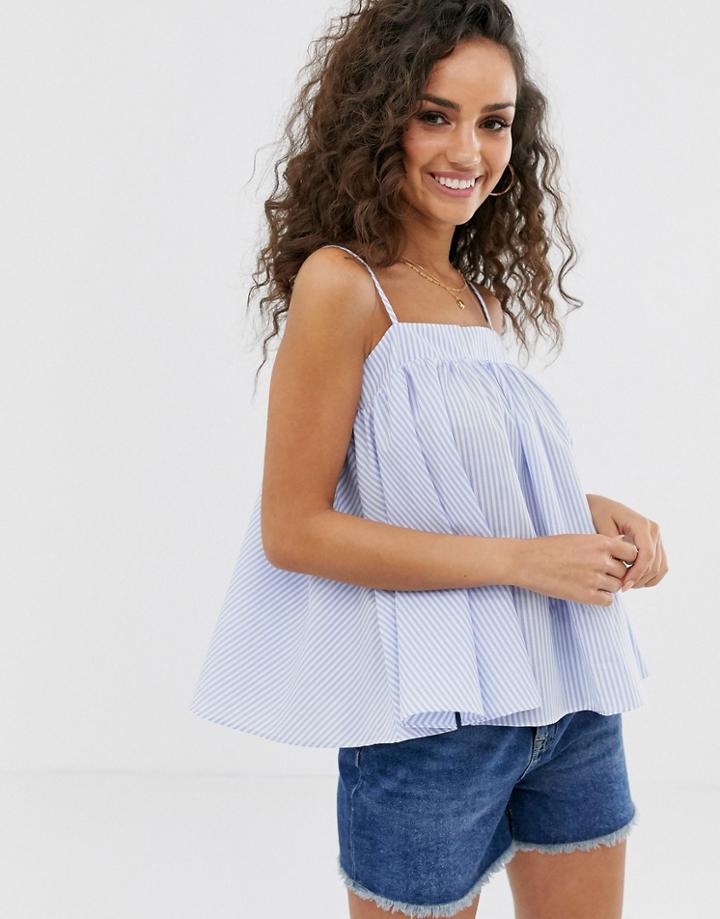 Asos Design Trapeze Cami In Cotton In Stripe-multi