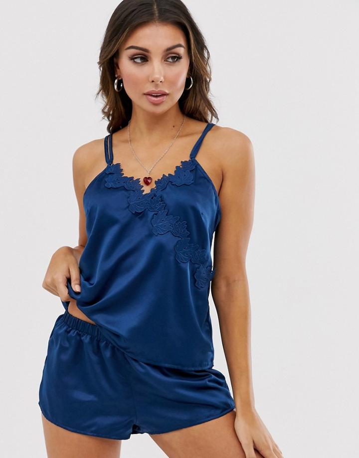 Bluebella Tara Lace Detail Cami And Short Set In Blue