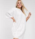Asos Design Curve Broderie Super Oversized T-shirt Dress In White