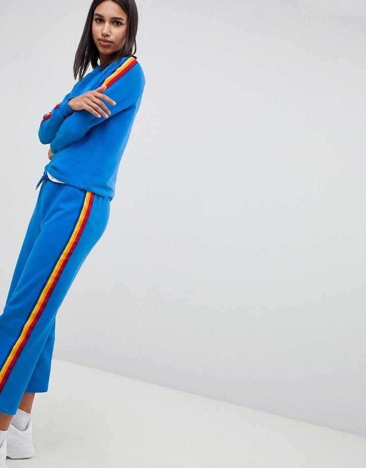 Noisy May Sweat Culotte With Rainbow Side Stripe - Blue
