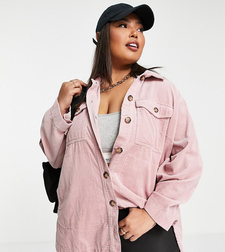Madewell Plus Corduroy Shacket In Pink