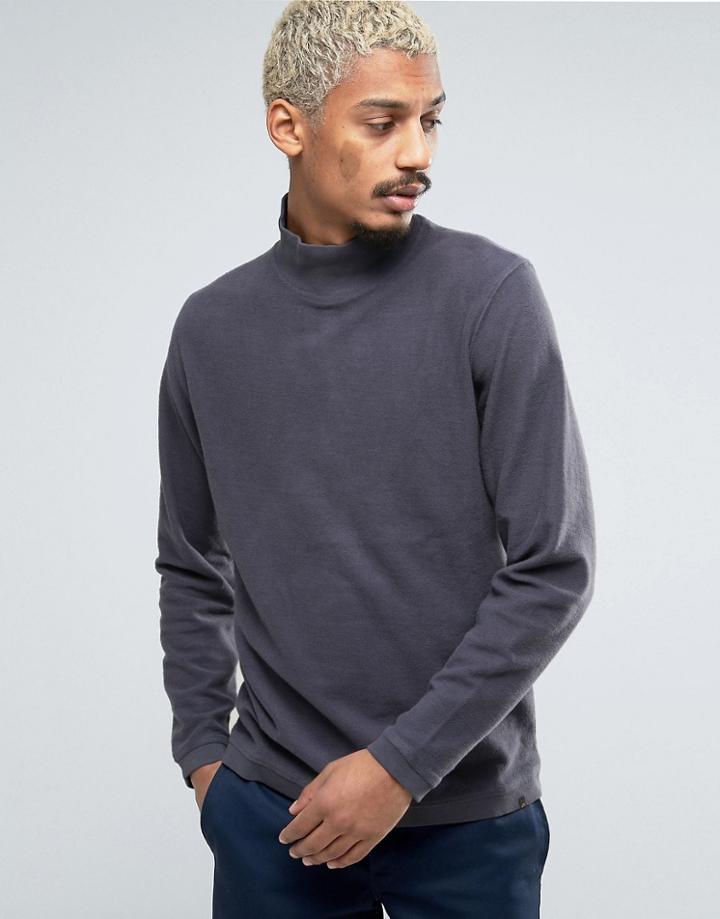 Adpt Sweatshirt With High Neck And Reverse Sweatshirt Detail - Navy