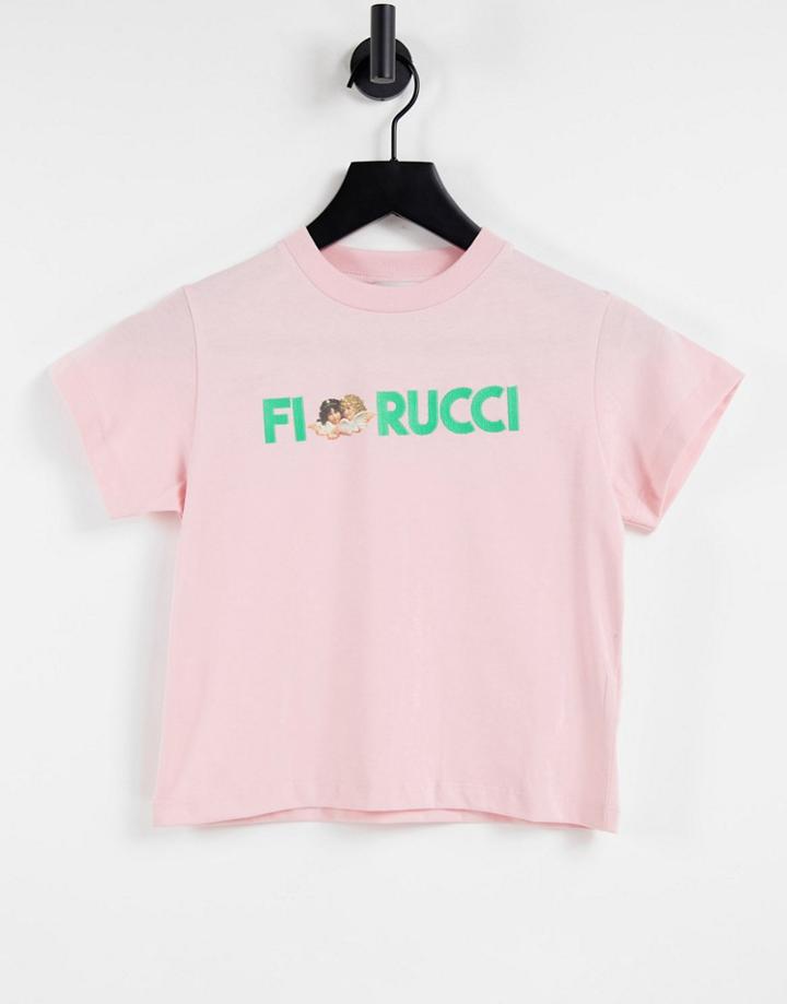 Fiorucci Relaxed T-shirt With Contrast Angel Logo-pink