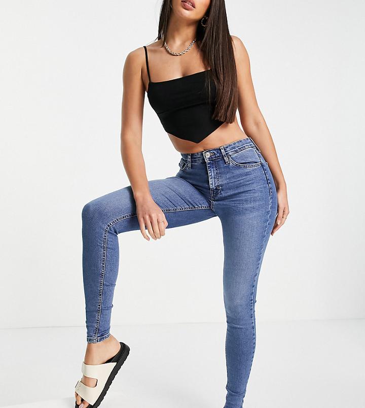 Topshop Tall Organic Cotton Mid Blue Jamie Jeans-blues
