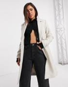 Vero Moda Slim Double Breasted Coat In Cream-white