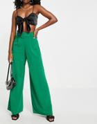 I Saw It First Wide Leg Belted Pants In Emerald Green - Part Of A Set