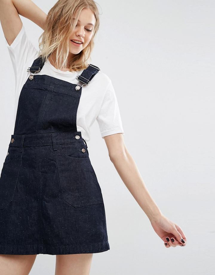 Dr Denim Rory Pinafore Eco Coated Dress - Blue