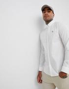 Original Penguin Stretch Poplin Buttondown Shirt Small Logo Heritage Slim Fit In White - White