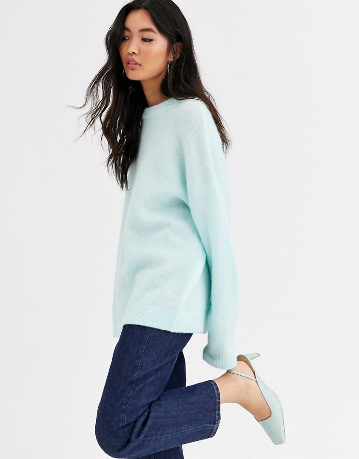 & Other Stories Round Neck Longline Sweater In Mint Green
