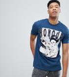 Jacamo Tall T-shirt With Honor Skull Print - Navy