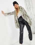 Bb Dakota Tiedye Faux Fur Coat In Gray-grey