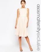 Asos Maternity Skater Dress With Wrap Waist - Pink