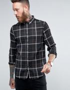 Hoxton Shirt Company Slim Shirt In Check - Black