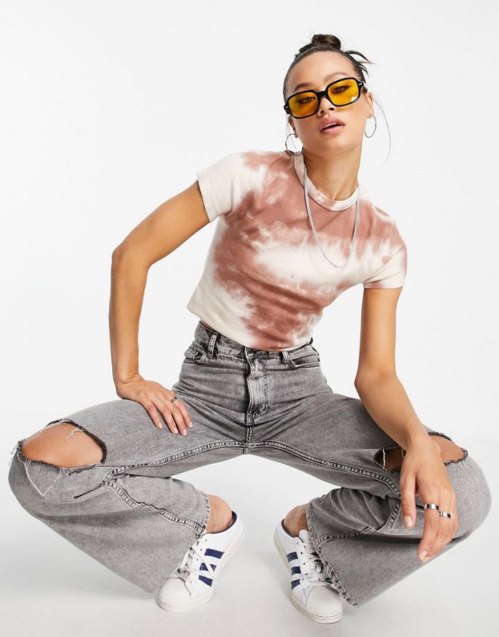 Topshop Tie Dye Blur Ponte T-shirt In Multi