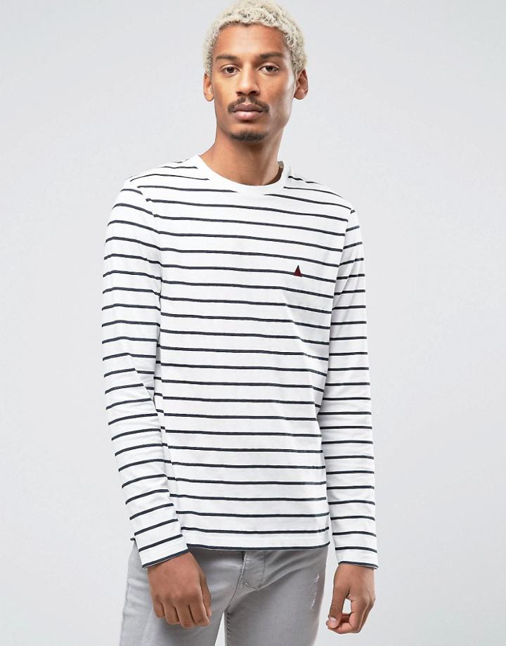 Asos Stripe Long Sleeve T-shirt With Logo - White