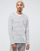 Asos Stripe Long Sleeve T-shirt With Logo - White