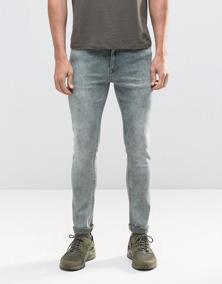 Asos Super Skinny Jeans In Green Acid Wash - Green Acid
