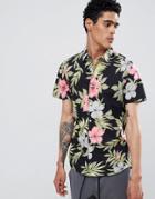 Burton Menswear Regular Fit Shirt In Floral Print - Black