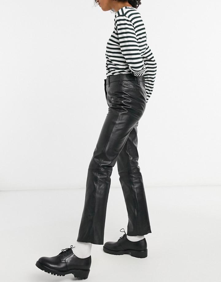 Muubaa High Waist Slim Leather Pants In Black
