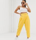 Asos Design Petite Dad Pants In Bright Yellow Pop