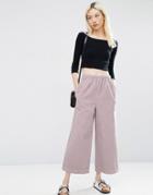 Asos Pull-on Wide Leg Pant In Dusty Pink Cord - Pink