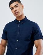 Burton Menswear Short Sleeve Oxford Shirt In Navy - Navy