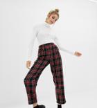 Collusion Plaid Check Pants - Red