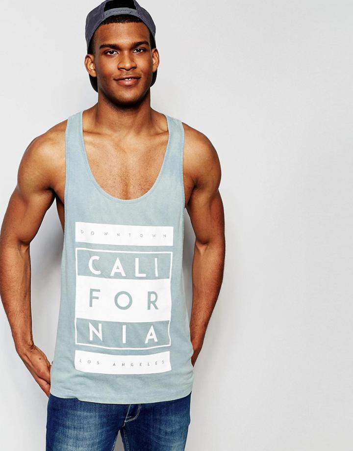 Asos Extreme Racer Tank With California Print - Blue