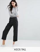 Asos Tall Mansy Tapered Pants In Cut About Stripe - Black