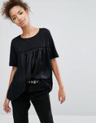 Pull & Bear Pleated Top - Black