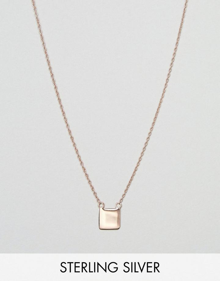 Asos Rose Gold Sterling Silver Solid Square Necklace - Copper