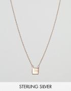 Asos Rose Gold Sterling Silver Solid Square Necklace - Copper