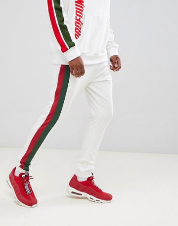 Profound Aesthetic Stripe Panel Track Joggers In White - White