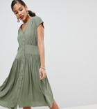 Asos Design Tall Casual Midi Tea Dress-green