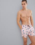 Jack & Jones Swim Short With Shark Print - Pink