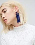 Asos Color Pop Metal Drop Earrings - Blue