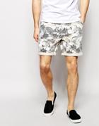 Asos Chino Shorts With Illustrated Print - Cream
