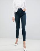 Asos Design 'sculpt Me' High Waisted Premium Jeans In Blackened Green Cast - Blue