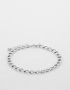Asos Design Chain Bracelet With Textured Links In Silver Tone
