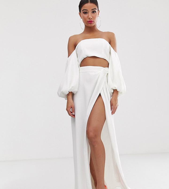 Yaura High Waist Maxi Skirt Two-piece In White - White