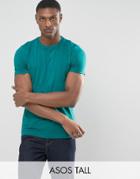 Asos Tall T-shirt With Crew Neck In Green - Green