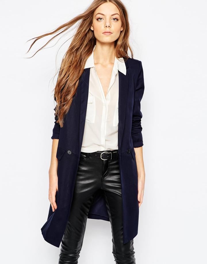Selected Malena Longline Jacket - Navy Blazer