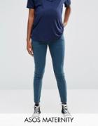 Asos Maternity Ridley Skinny Jeans In Cynthia Wash With Under The Bump Waistband - Blue