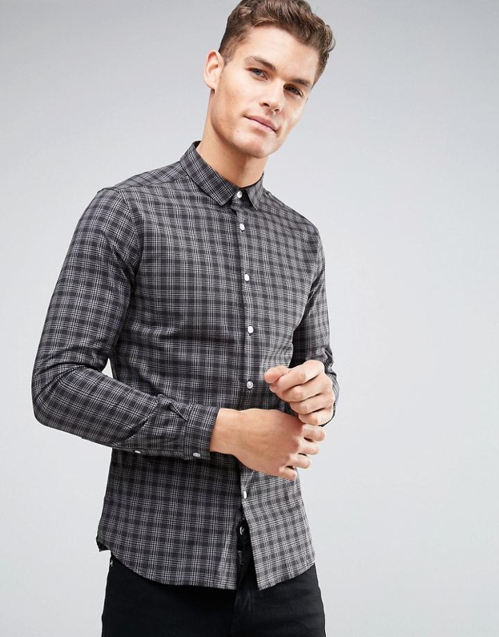 Asos Skinny Check Shirt - Black
